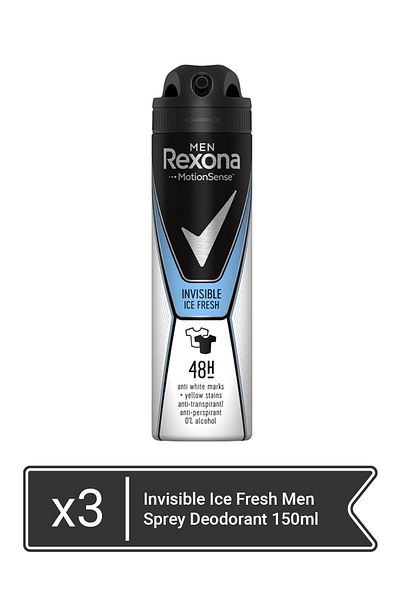 Rexona Invisible Ice Fresh Men Sprey Deodorant 150ml  x 3 pieces