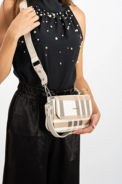 Just Polo Yeni Sezon Ekose Desen Baget Kadın Çanta 24x13 RC9009