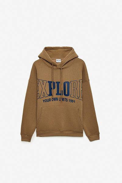 GRIMELANGE Ανδρικό φούτερ ZHARICK με στάμπα Oversize Fit 3 Thread Raster Mink