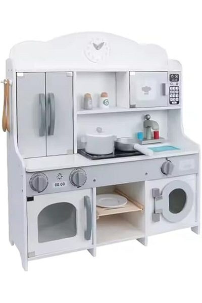 ALBADER Wooden Kitchen Set Toy, Kitchen for Kids WIth Oven, Kids Kitchen Playset With Cook Food
