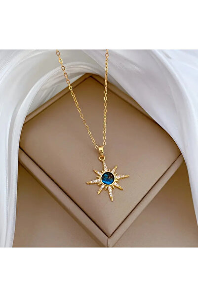 Yıldızı Model Zirkon Taşlı kolye