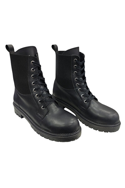 Özkan Ayakkabı SİYAH LASTİKLİ BAĞCIKLI VE FERMUARLI TERMO TABAN KADIN POSTAL BOT