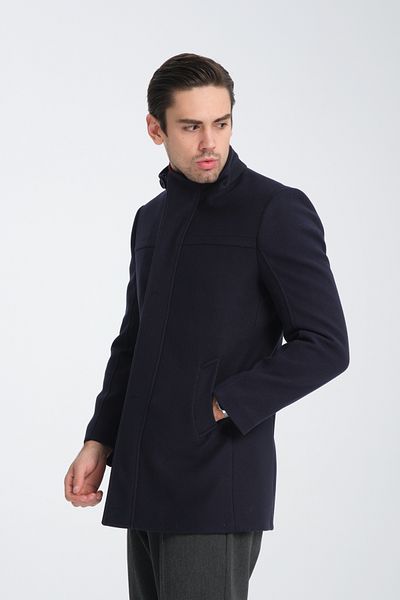 Frappoli Ανδρικό παλτό Cashmere - Όρθιος γιακάς, Φερμουάρ, Κανονική εφαρμογή