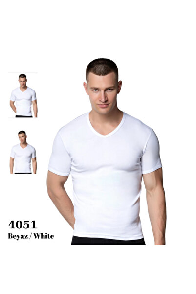 Generic Brand Silver 6-Pack 4051 Men's V-Neck Sports Sleeve Undershirt