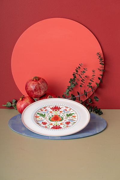 İSTANBUL PORSELEN Blue Istanbul Porcelain Pomegranate Fine Bone Serving Plate - 27 cm