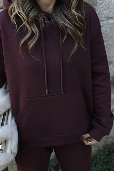 bytugcekaya Комплект анцуг с качулка и еластичен шоколадов кафяв