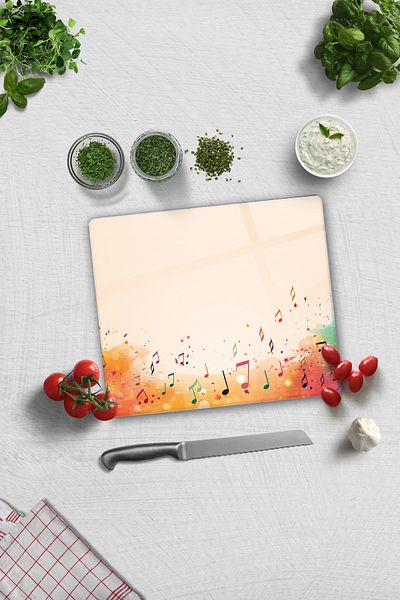 Decorita Glass Cutting Board - Glass Cutting Board |   Colorful Sheet Music |   29cm X 34cm