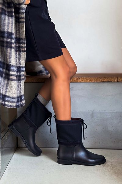 NİŞANTAŞI SHOES Γνήσιο καστόρι Navy Blue - Γυναικείες μπότες βροχής με επίπεδη σόλα