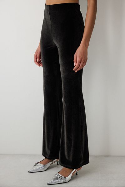 Penti Black High Waist Velvet Flare (Spanish Leg) Pants
