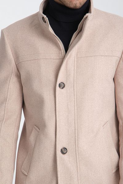 Frappoli Ανδρικό παλτό Cashmere - Όρθιος γιακάς, Φερμουάρ, Κανονική εφαρμογή