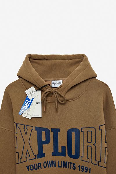GRIMELANGE Ανδρικό φούτερ ZHARICK με στάμπα Oversize Fit 3 Thread Raster Mink
