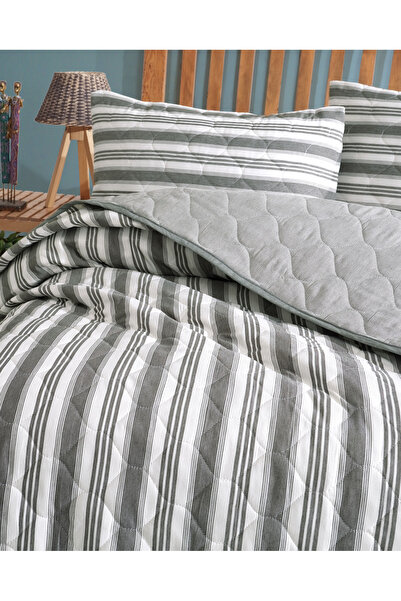 luxtex Single Quilted Striped Patterned Fiber Filled Multi-Purpose Bedspread