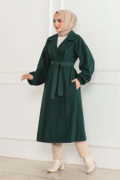 SGS Σμαραγδένιο πράσινο παλτό - διπλό πέτο με γιακά