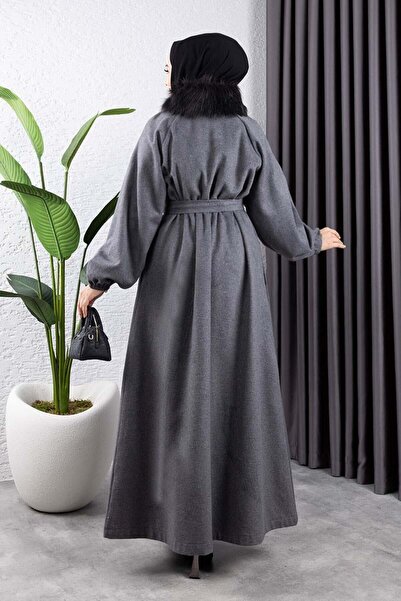 SGS Παλτό ANTHRACITE Stamp - Γούνινο Λεπτομερές