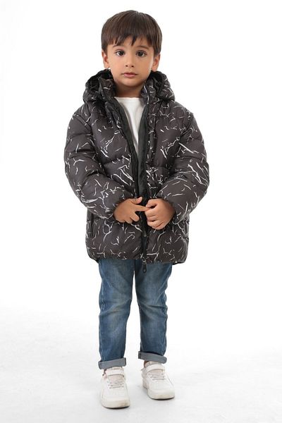 freemen Boys' Winter Puffer Jacket - Black, Detachable Hood, Water and Windproof, with Pockets