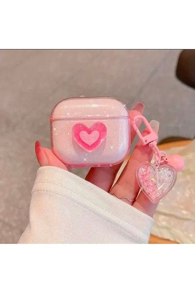 daystar AirPods 4Th Generation Compatible Glitter Heart and Heart Ornament Headphone Case