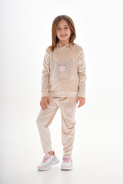 ROBA KIDS Set pentru fetiță cu glugă din catifea - Detaliu broderie fluture, ...