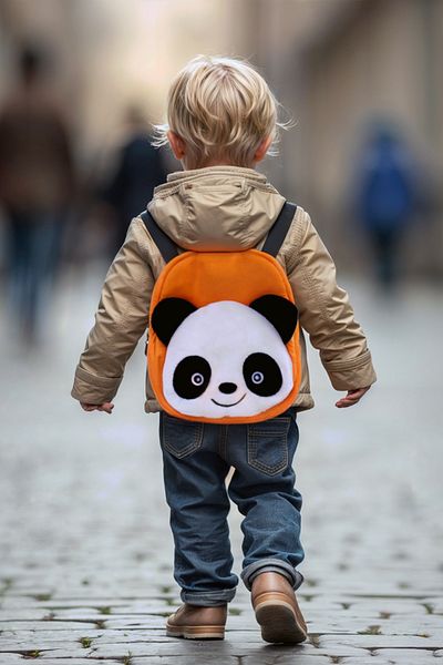 KidHug Premium Panda Embroidery Bag for 0-8 Years Old Boys and Girls - Horse Feather Fabric