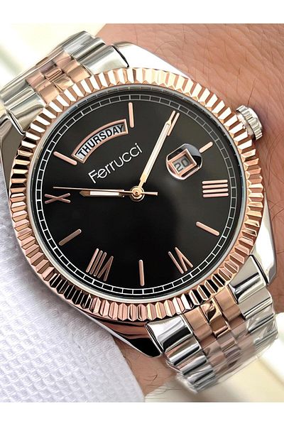 Ferrucci Inner Functions Active Calendar and Day 30m Water Resistant Steel Band Men's Wristwatch Efc.1