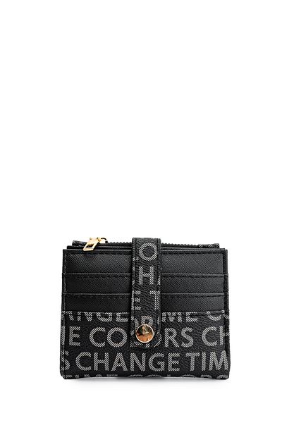 minebag Zc166 Model Black Faux Leather Patterned Women's Wallet