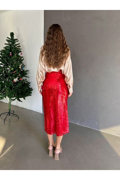 MERİT FASHION Midi Sequin Skirt