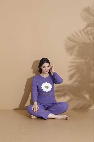 LİLA İÇ GİYİM Costum pijama moale de iarnă