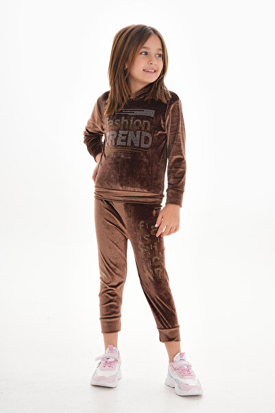 ROBA KIDS Costum brodat cu glugă din catifea pentru fete - RB-755