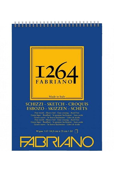 Fabriano Schizzi A5 1264 - 90 g - F-1264 Sketchbook - Top Spiral and Microperforated