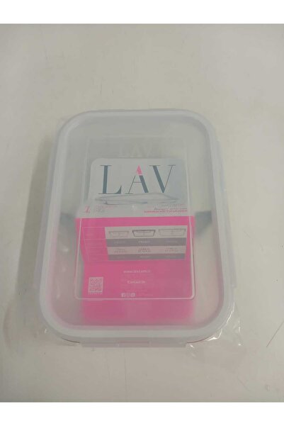 LAV Feyzade 1120Cc White Lids Rectangle - Glass Lock Storage Container 1 Piece (Frs-297)