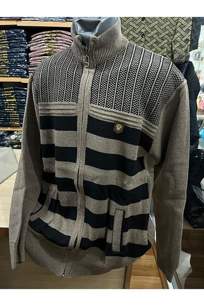 TCR Men's Knitwear Zippered Pocket Patterned Cardigan