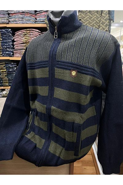 TCR Men's Knitwear Zippered Pocket Patterned Cardigan