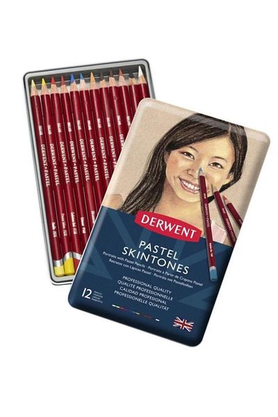 Derwent Pastel Pencil Skıntones Metal Box of 12 (Includes Colors of Skin)