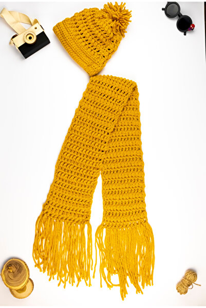 Yalçınoğlu Eșarfă-băț lucrată manual, tricotată cu lână naturală moale, 0 - 2...