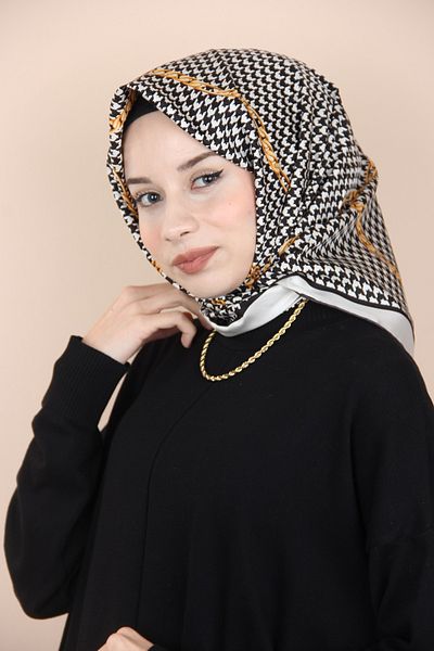 PAPLİO FERRE Λευκό μεταξωτό μαντίλι Pablio Ferre Houndstooth Twill