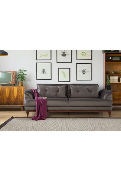 Perla Sofa Madrid Üçlü Yataklı Kanepe Babyface Antrasit