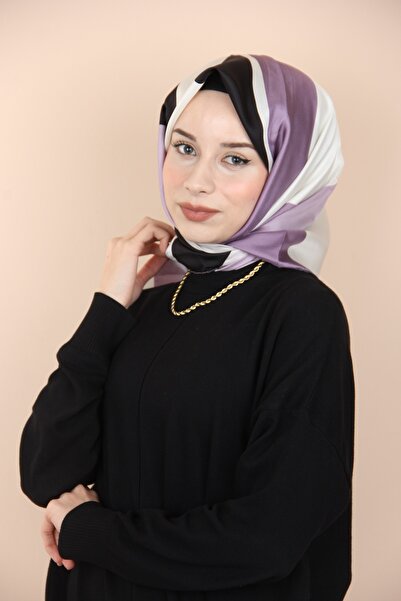 PAPLİO FERRE أرجواني بابليو فيري ورقة نمط وشاح حريري