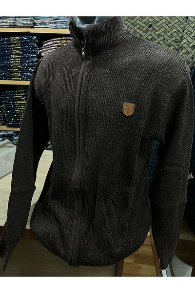 TCR Men's Knitwear Zippered Pocket Patterned Cardigan