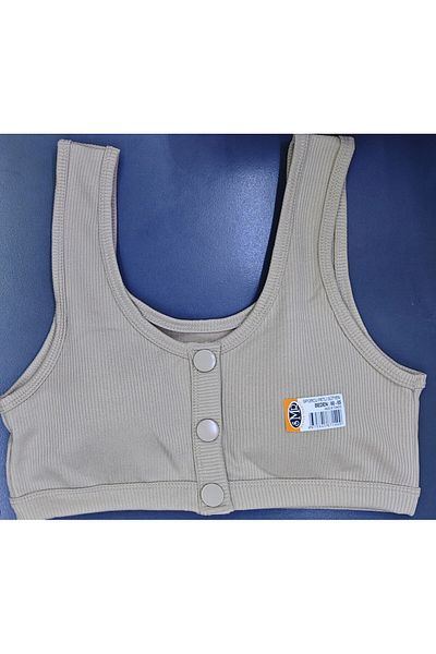 Cooqpoo Cream 70/75-80/85 Size Front Button Thick Strap Padded Sports Bra