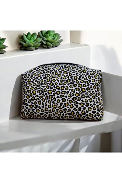 Hazal Atelier حقيبة مستحضرات التجميل بطباعة الفهد وحقيبة متعددة الأغراض