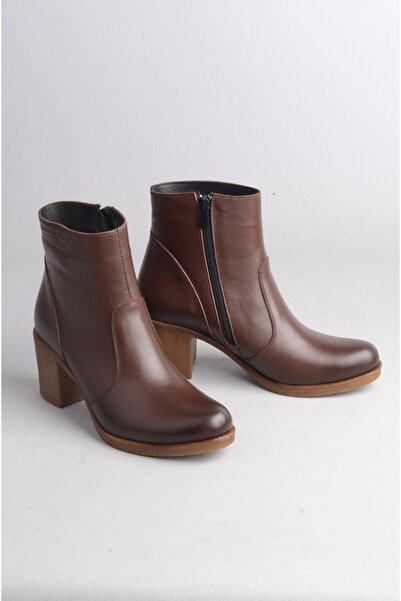 SEÇ KUNDURA SEÇ 707 ΓΥΝΑΙΚΕΙΑ ΜΠΟΤΑΚΙΑ ΜΕ ΓΝΗΣΙΟ ΔΕΡΜΑ ΤΑΚΟΥΝΑ (Ύψος τακουνιού: 6 cm) ΚΑΦΕ