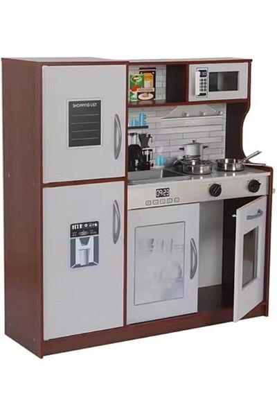 ALBADER Wooden Kitchen Toy With Oven and Cook Food Toys Set And Ice Maker, Large wooden kitchen