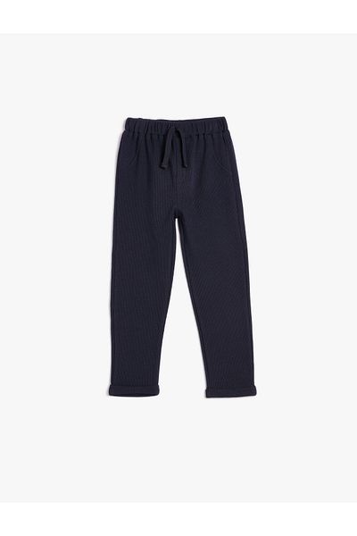 Koton Basic Sweatpants Textured Cotton Tie Waist