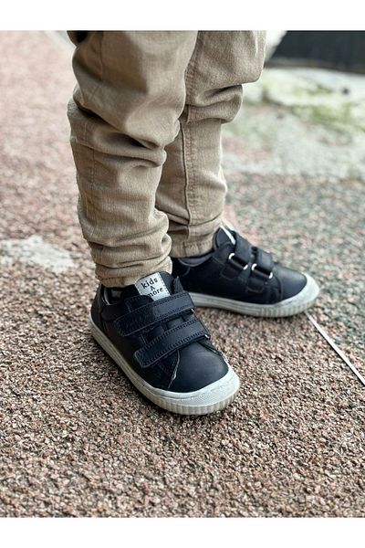 kids A more Drive Double Velcro Leather Boys' Shoes Navy Blue