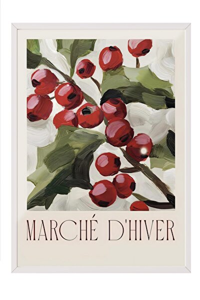 Postifull Beyaz Çerçeveli Tablo, Yılbaşı Poster, Yılbaşı Dekoru, Marché D'Hiv...