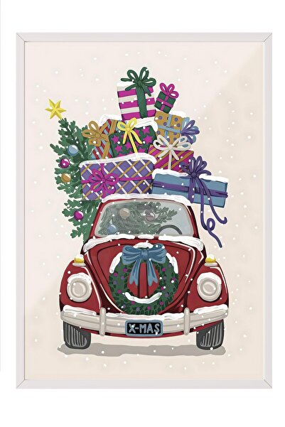 Postifull White Framed Painting, Framed New Year Poster, Ready for Christmas Comfort Series No:108664