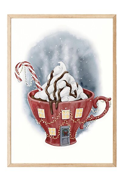 Postifull Ahşap Çerçeveli Tablo, Çerçeveli Yılbaşı Poster, Yılbaşı Dekoru,Win...