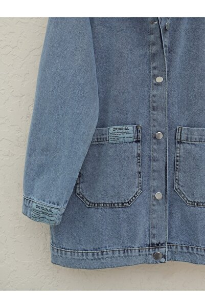 Modamorfo Buttoned Denim Jacket with Pocket - Blue