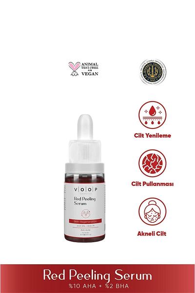 VOOP Red Peeling Mini Serum 10 ml |   Skin Tone Equalizer and Renewal |   10% Aha, 2% Bha