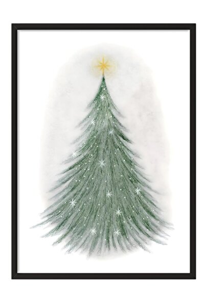 Postifull Siyah Çerçeveli Tablo, Çerçeveli Yılbaşı Poster, Sparkling Christma...