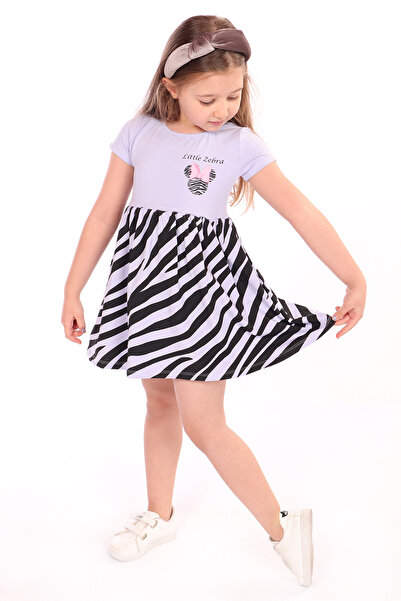 Toontoy Φόρεμα για κορίτσια με σχέδιο ζέβρα - Μικρή φούστα με γράμματα